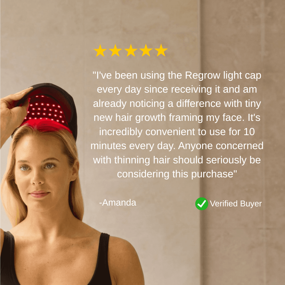 Five star customer review of the Regrow Light cap from a verified buyer